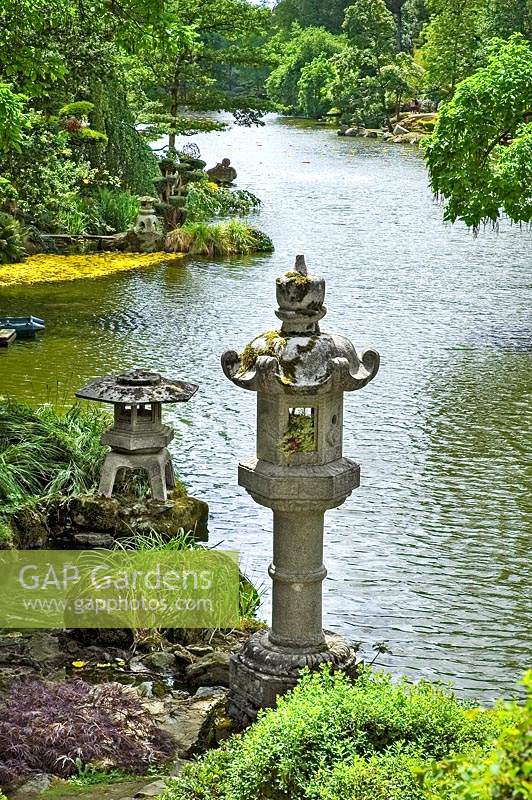 Japanese garden with pond