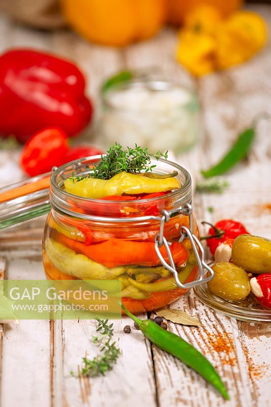 Pickled vegetables with Capsicum annuum