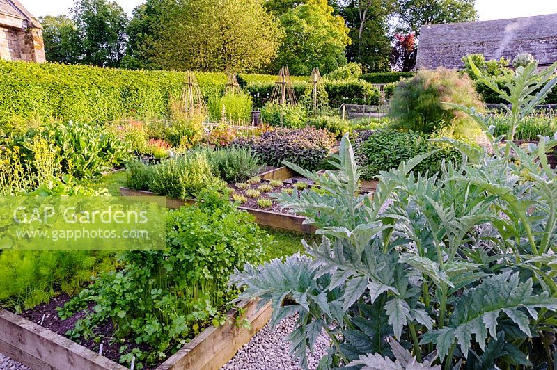 A view of vegetable garden at Askham Hall, near Penrith, Cumbria, UK.