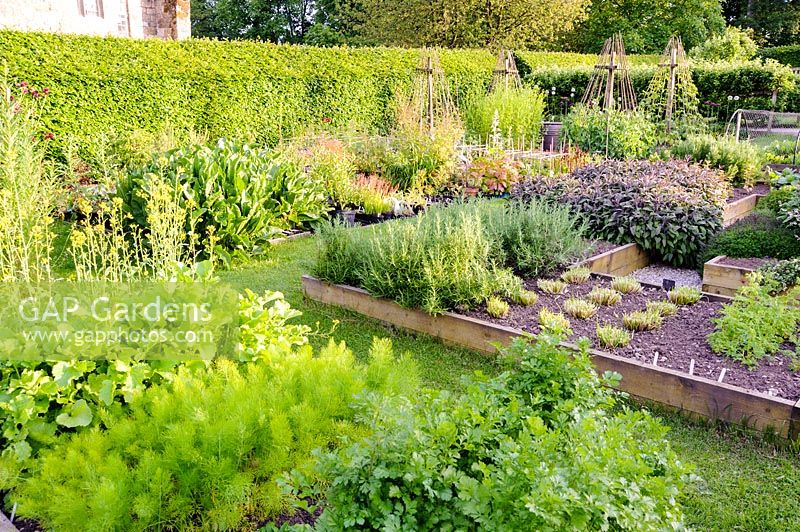 A view of vegetable garden at Askham Hall, near Penrith, UK. 