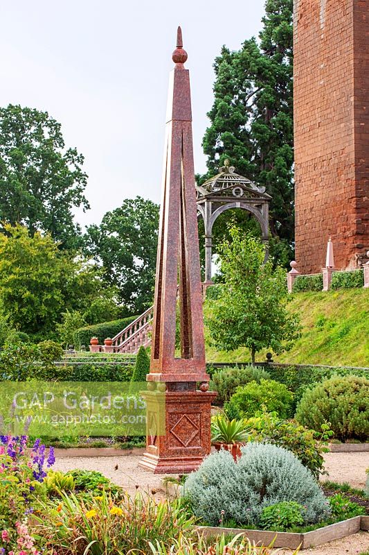 A monument in the Elizabethan Garden, Kenilworth Castle, near Coventry, UK. 