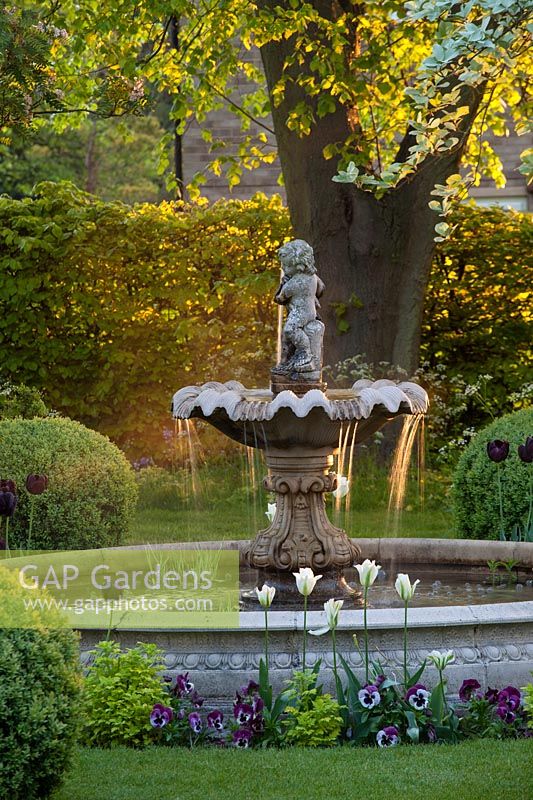 Water feature at Themanor House, Stevington, Bedfordshire, UK. 