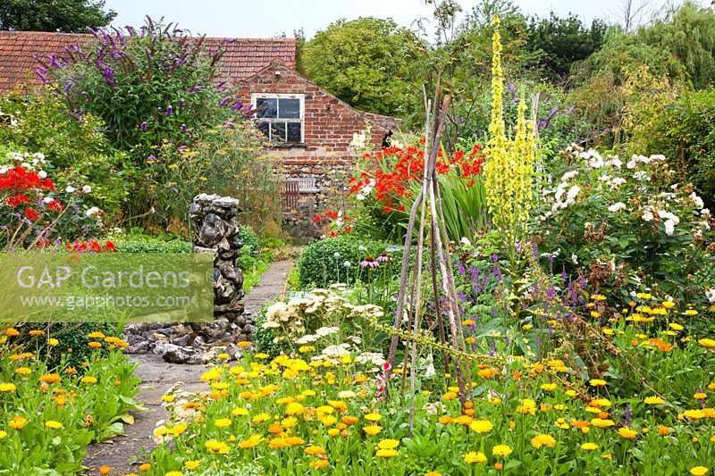An informal country cottage garden. 
