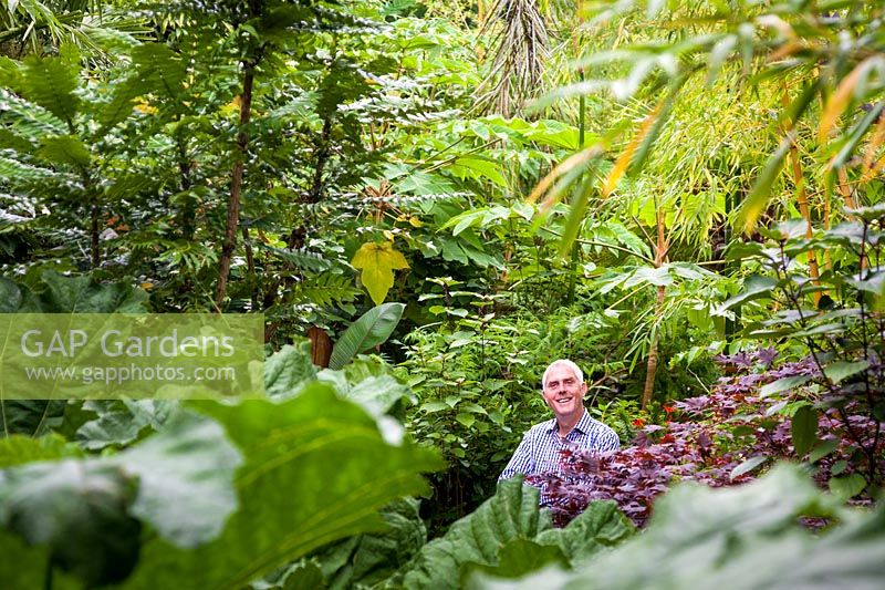 Andrew Brogan in hardy exotics garden.
