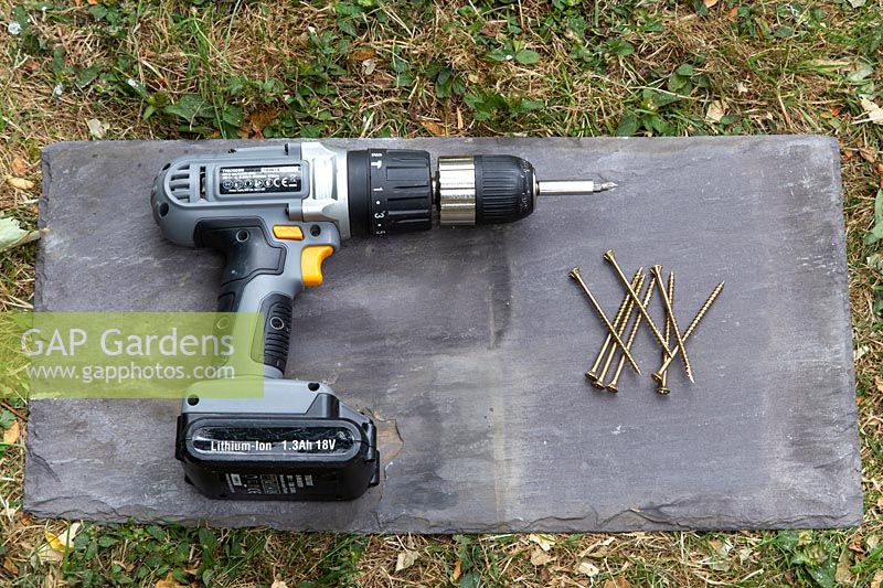 Cordless electric drill and screws