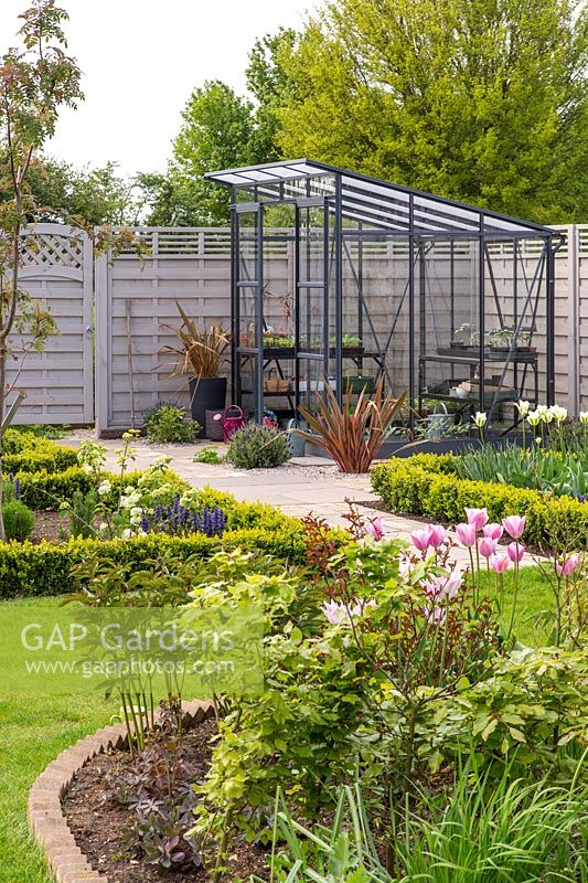 Greenhouse in Spring garden