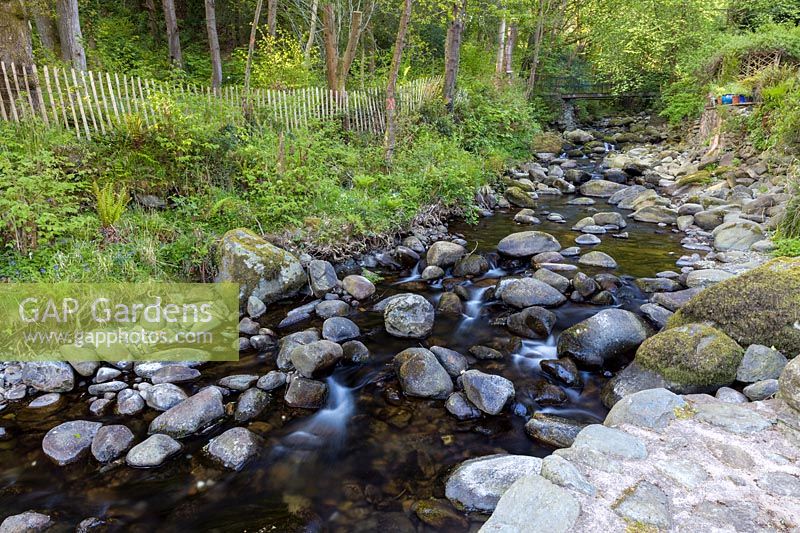 The glacial stream running at the bottom of the garden at Ty Hwnt Yr Afon, Conwy, North Wales - photographed in May