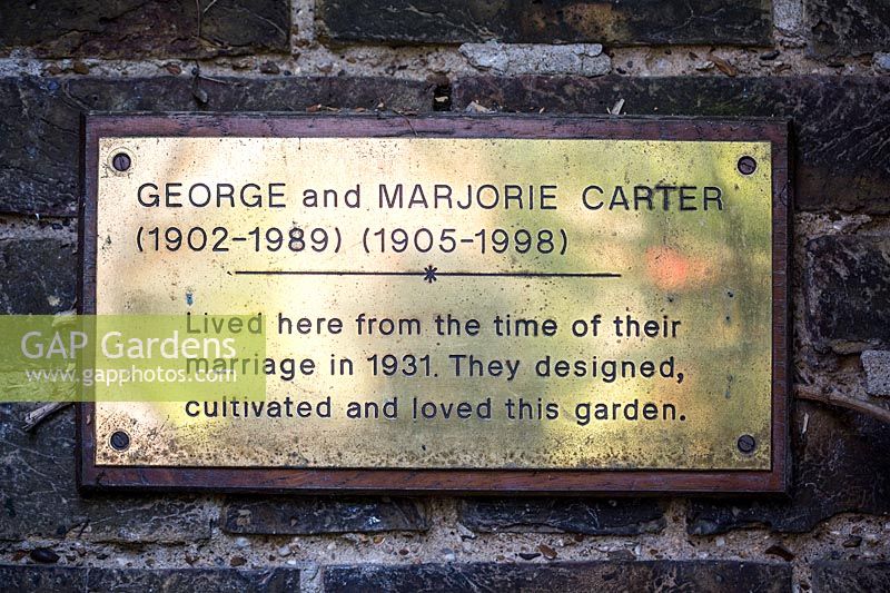 Plaque found when restoring garden of original owners of house