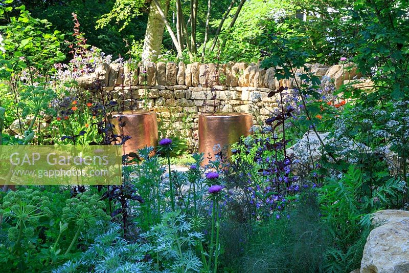 The Warner Edwards Garden, a representation of Falls Farm in the Northamptonshire countryside, Sponser: Warner Edwards, RHS Chelsea Flower Show, 2018.