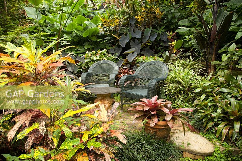 Secret seating area in Hunte's Garden, Barbados