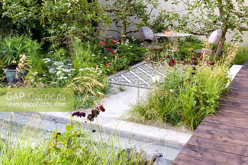 The Style and Design Garden, Sponsored by London Mosaic, CED, Garden Brocante Online, RHS Hampton Court Flower Show, 2018.