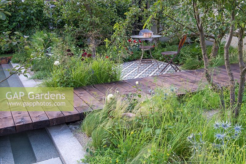 The Style and Design Garden, Sponsored by London Mosaic, CED, Garden Brocante Online, RHS Hampton Court Flower Show, 2018.
