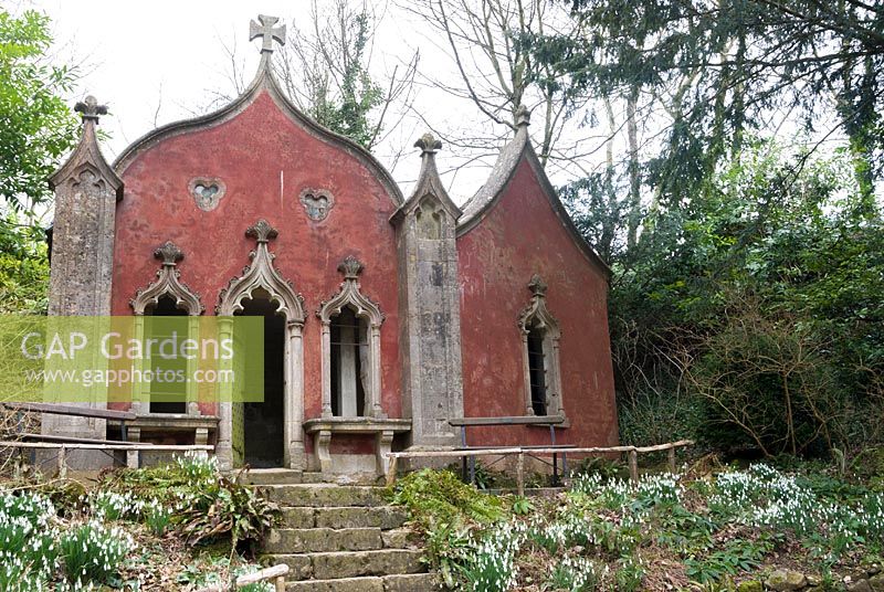 Rococo asymmetric Red House. Painswick Rococo Garden, Gloucertershire, UK