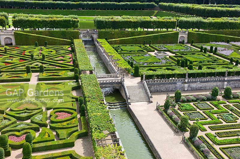 Ornamental Garden and Potager at Chateau de Villandry, Loire Valley, France