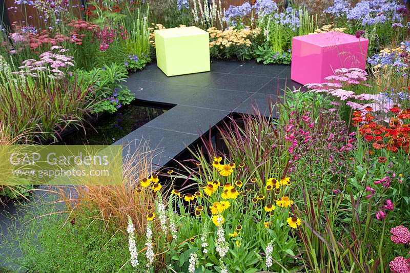 Perennials borders in Colour Box garden, Hampton Court Palace Flower Show, 2017