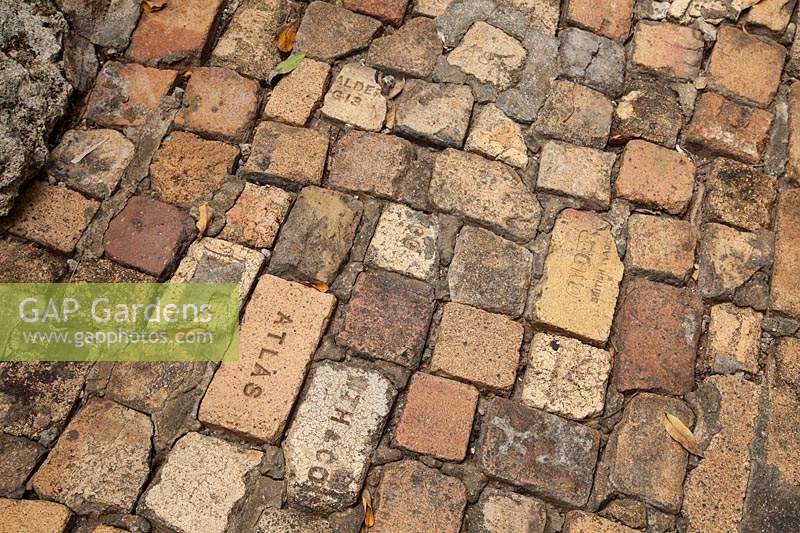 Brick path made of reclaimed bricks