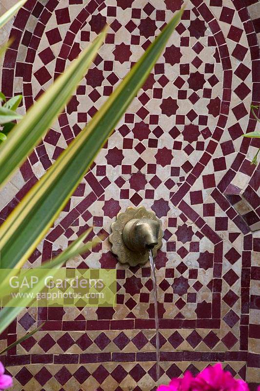 Moroccan tiled water fountain