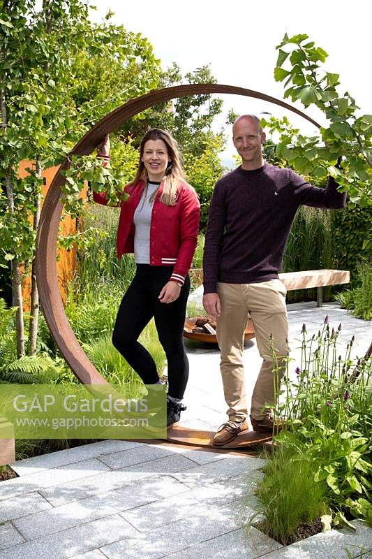 Dan Ryan, the Contractor and Lucy Bravington, the Designer on 'High Line' garden at BBC Gardeners World Live 2019