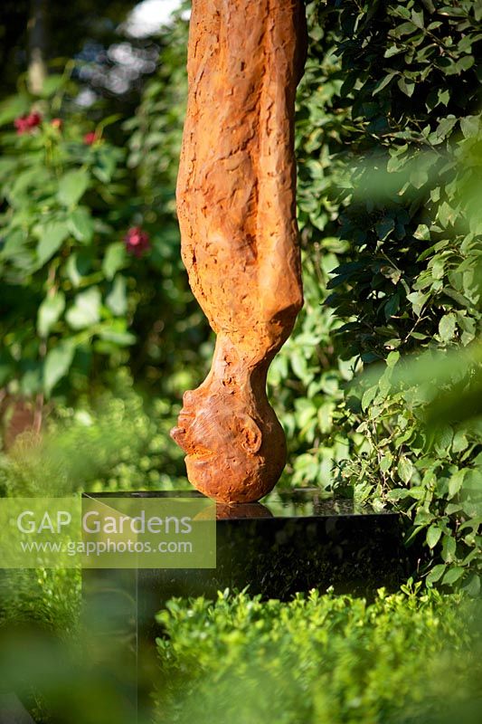 Bronze sculpture in Best of Both Worlds Garden, Sponsored by BALI, RHS Hampton Court Palace Flower Show, 2018.
