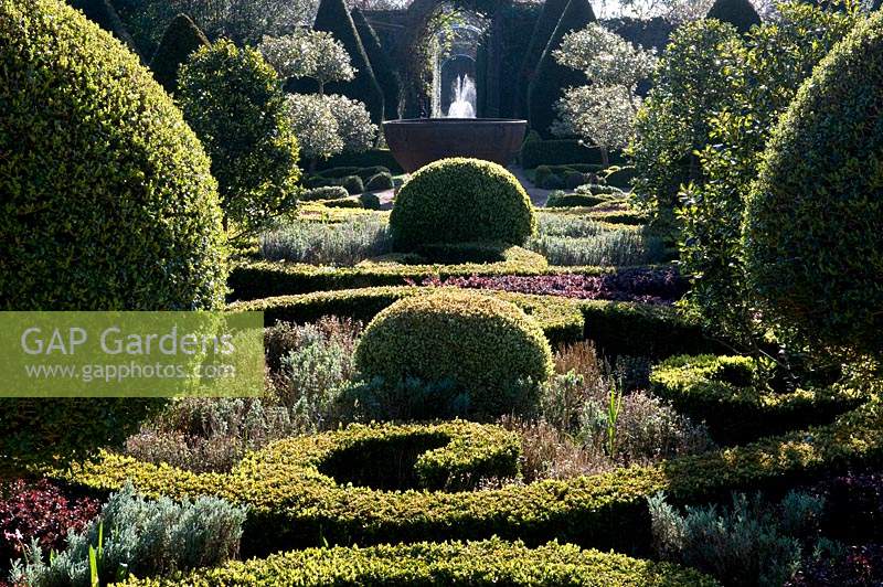 The Parterre and Knot gardens at Abbey House Gardens, Malmesbury, UK.