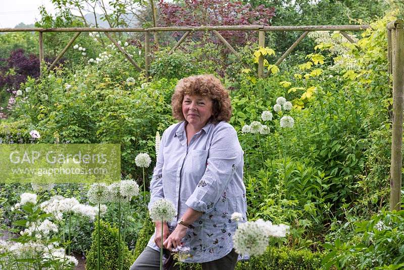 Sue Emms, in the contemporary cottage garden she has designed around her C18 cottage in rural Herefordshire.