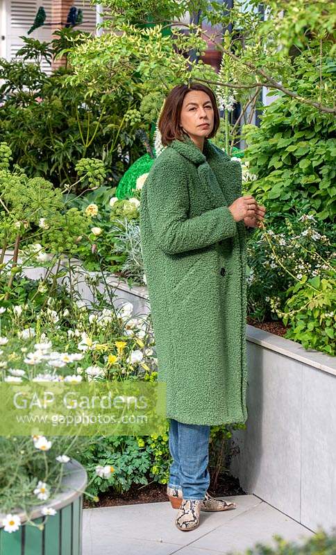 Kate Gould in her garden The Greenfingers Charity Garden, RHS Chelsea Flower Show, 2019.