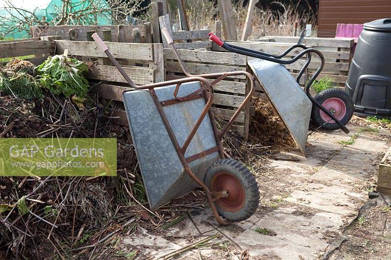 Wheelbarrows and compost bins