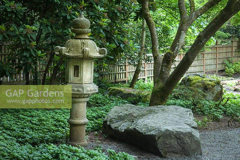 Gap Gardens Kasuga Japanese Stone Lantern With Mixed Planting