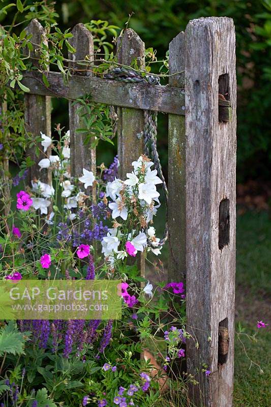 fence and fencepost made of reclaimed materials, in the 'CLIC-Sargent' Garden, BBC Gardener's World Live 2017