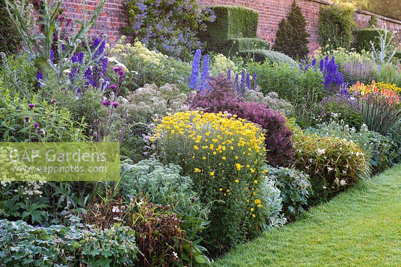 Section of 90-metre-long herbaceous border, July. Arley Hall.