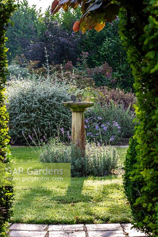 Sundial surrounded by Lavender