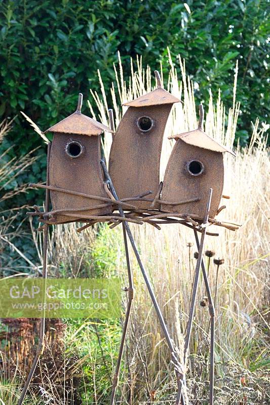 Metal work bird boxes