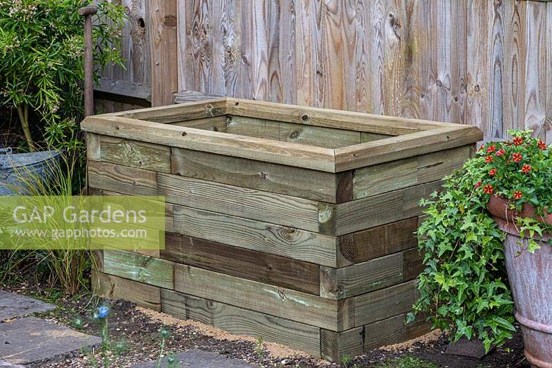Finished timber raised bed. 