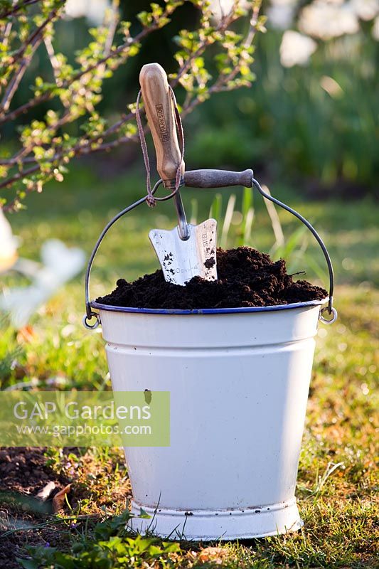 Bucket of garden compost.