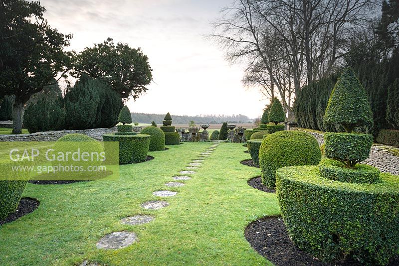 Topiary garden at Rodmarton Manor, Glos, UK. 