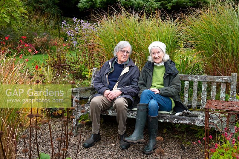 Robin and Tricia Acland in their garden