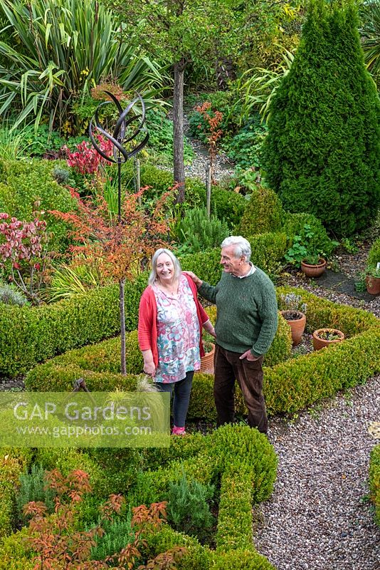 Tim and Bridget Wiltshire, garden owners, Brockworth, Gloucestershire.