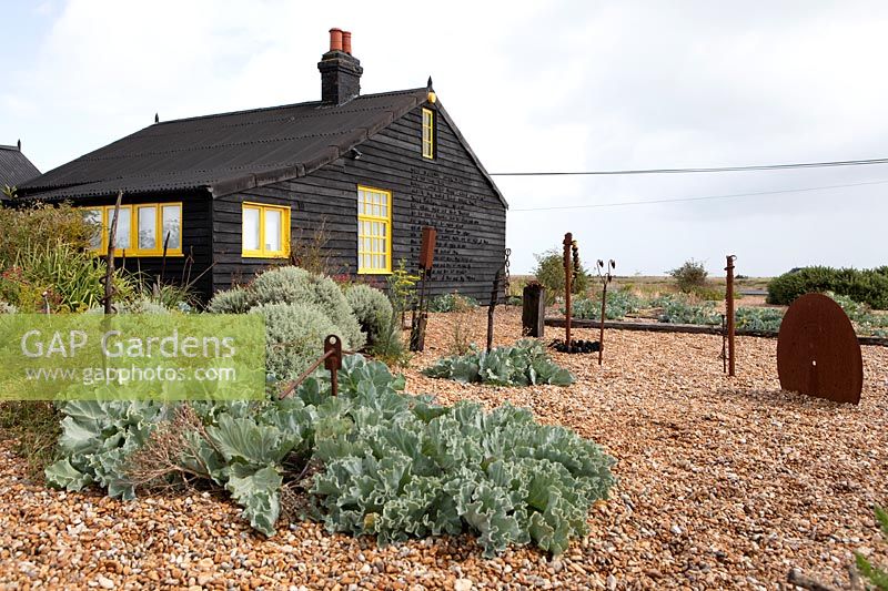 Cottage and garden made in a shingle beach