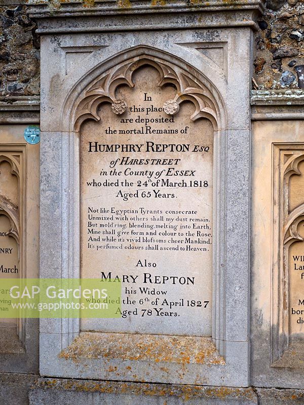 The grave of Humphry Repton - 21 April 1752 to 24 March 1818 at the Church of St Michael, Aylsham, Norfolk