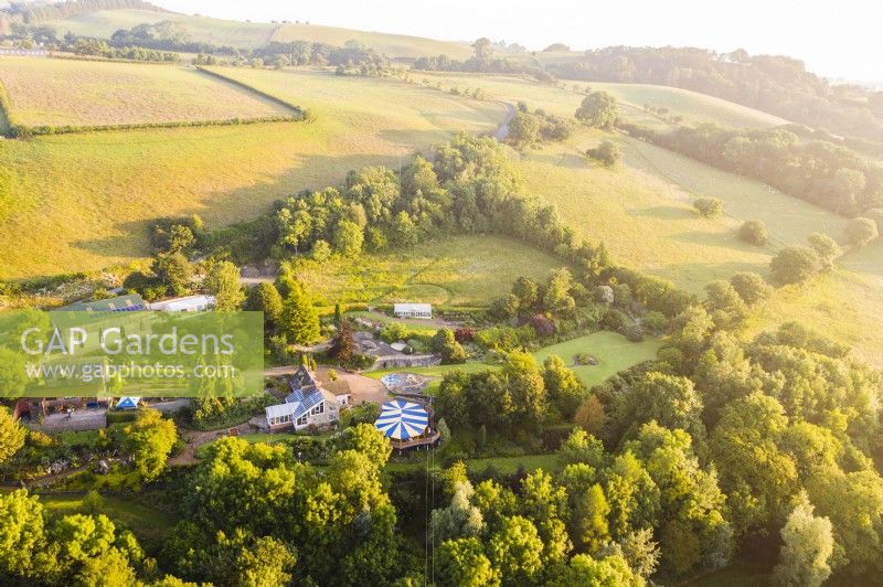 View over the garden taken from drone. July.