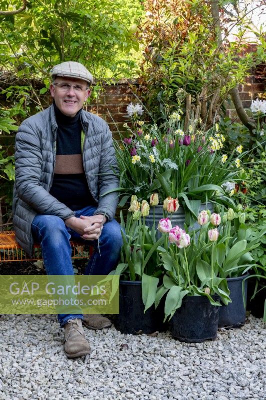 Nick Gough, garden designer in his garden