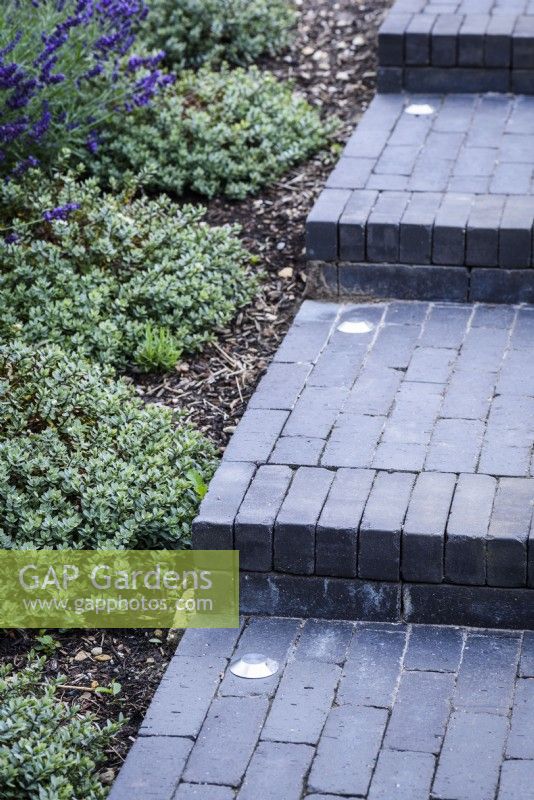 Steps constructed with Lucca brick pavers made by Chelmer Valley.