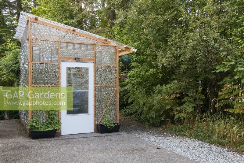 Greenhouse made from recycled glass bottles