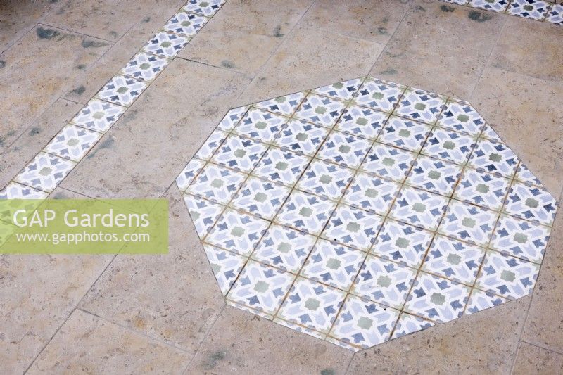 Arabic style ceramic tiles in path design