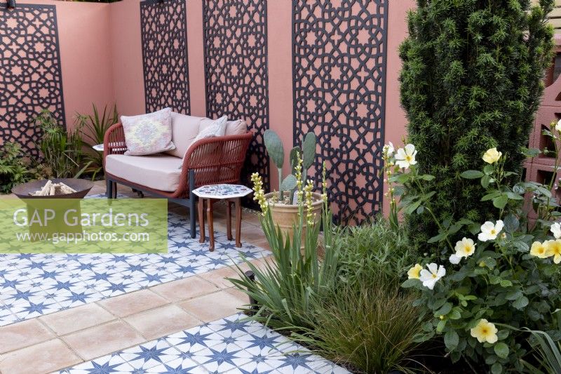 Moroccan style patio in suburban garden