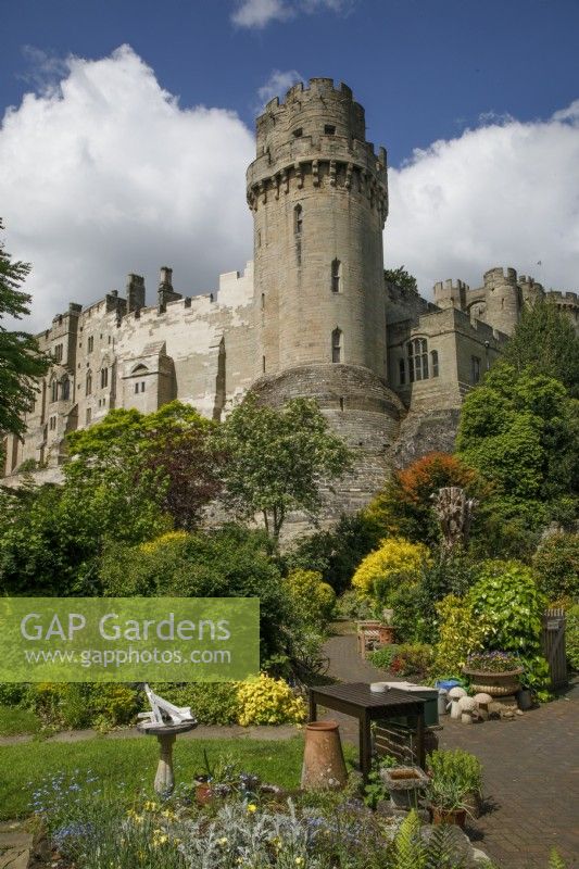 View of Warwick Castle from Mill Street Gardens - May