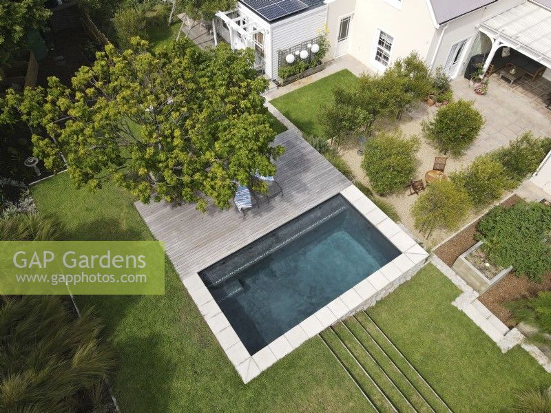 Aerial/Bird's eye view of swimming pool in back garden
