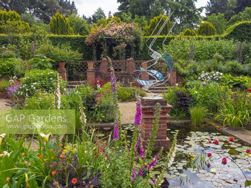 Sunken garden at East Ruston gardens in Norfolk June