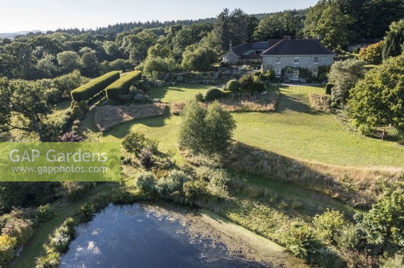 Aerial view of Forest Lodge garden in July