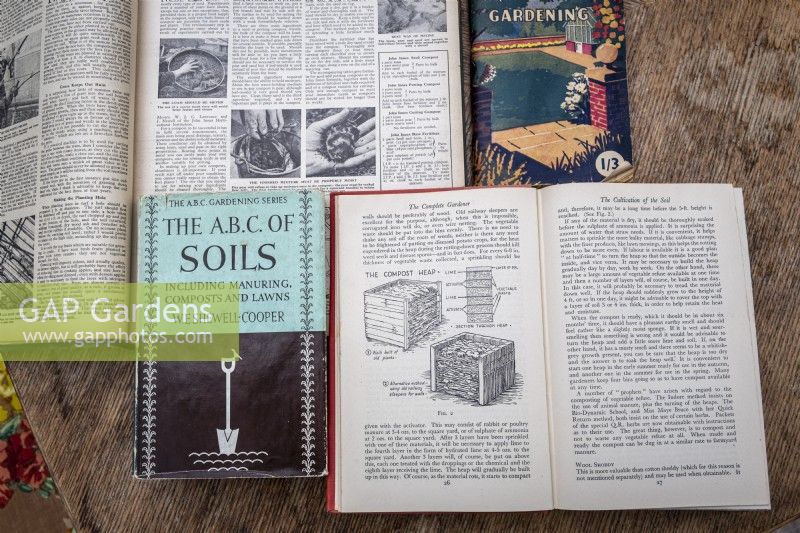 A selection of gardening books showing how to make compost